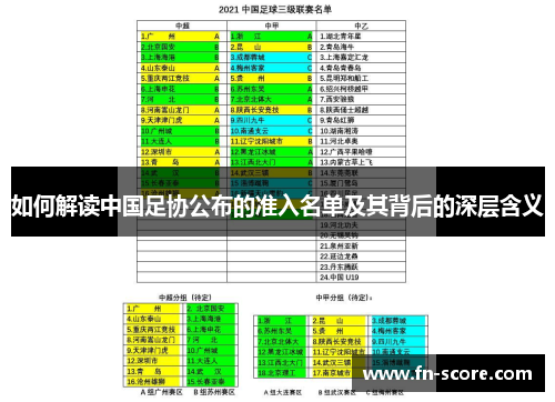 如何解读中国足协公布的准入名单及其背后的深层含义
